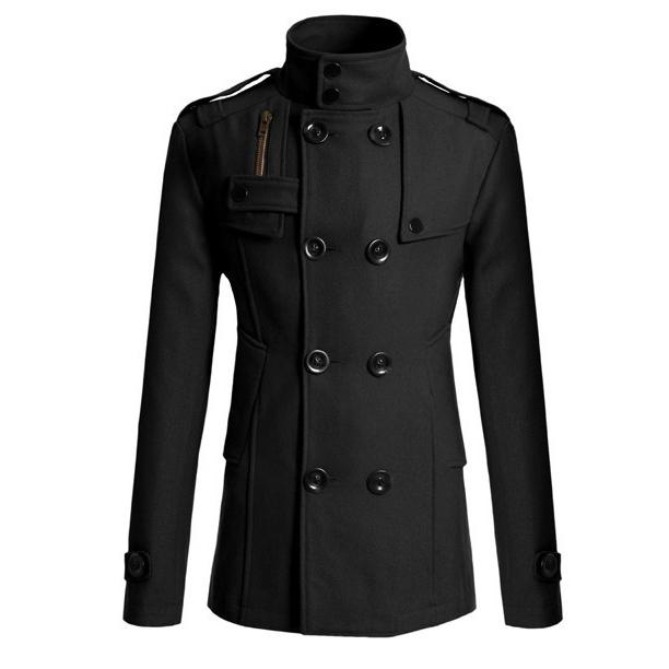 New Men's Woolen Coat Men's Slim Mid-length Woolen Coat Men's Coat