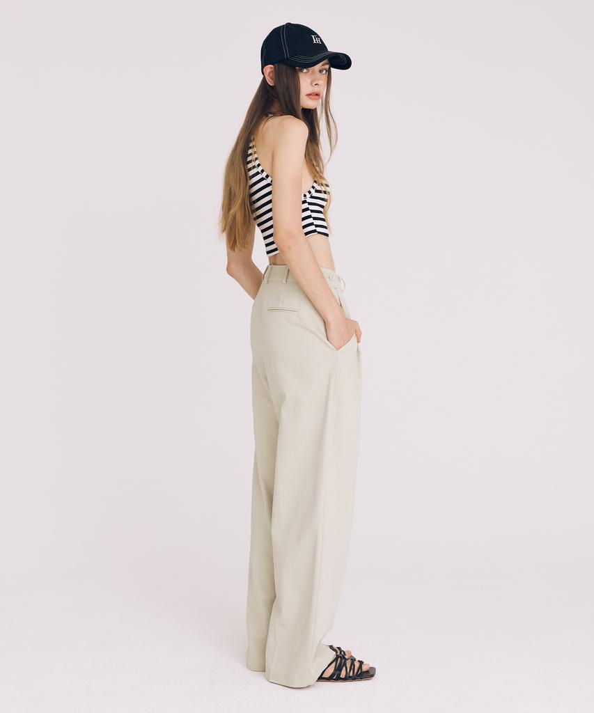 THEFRHT Double-Pleat Cotton Wide Pants (Melon)