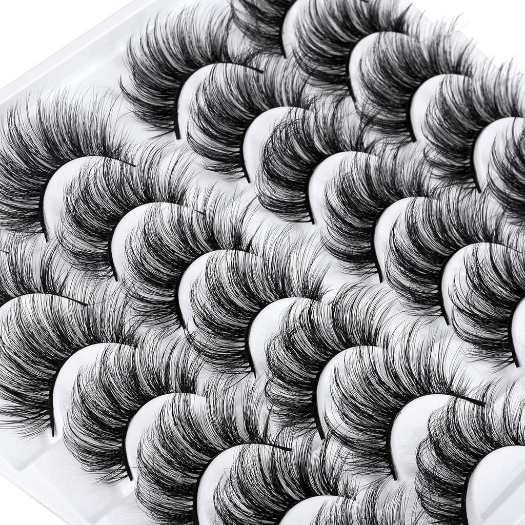 False Eyelashes Natural Look 3D Faux Mink Lashes Fluffy Volume Lashes 20mm Handmade Eye Lashes Pack 14 Pairs