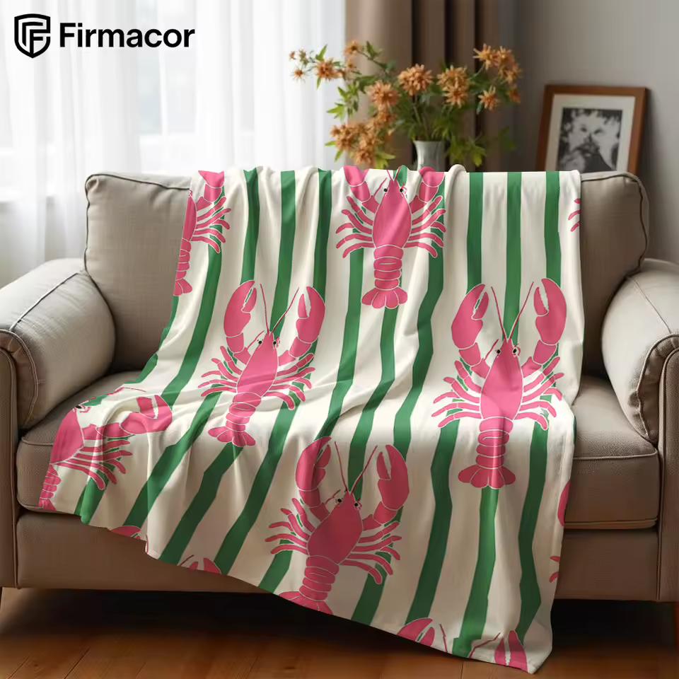 Rosa Hummer Streifen Ultra Weiche Sherpa Fleece Decke Flauschig Warm Halloween Gemütlich Überwurf für Sofa Couch Schlafzimmer Geschenk Ganzjahres