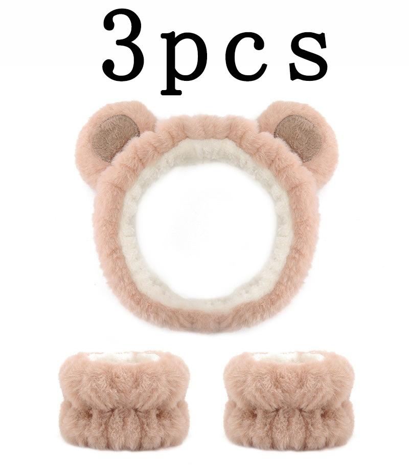 3pcs Cute Cat Ear, Rabbit,Frog, Bear Headband For Women Girls Spa Washing Face and Makeup Headband Elastic Wrist Strap