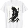 HQDSAD Kot Samuraj Wojownik Graficzny T-shirt Vintage Japońska Sztuka Anime Koszulka