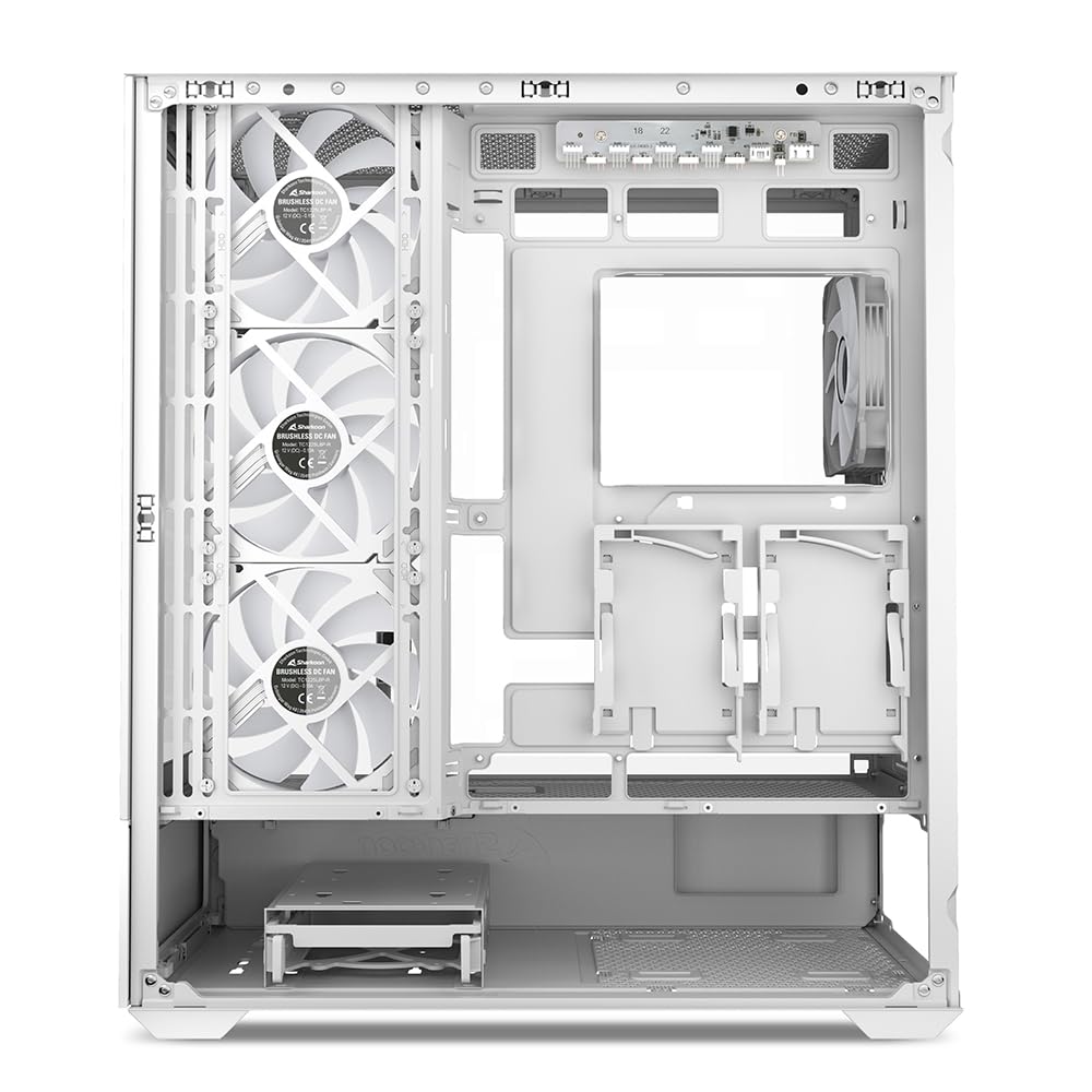 Sharkoon Middle Tower PC Case with Rear Connector Compatibility Pillarless Structure Compatible with Standard Motherboards Equipped with 4 ARGB Fans