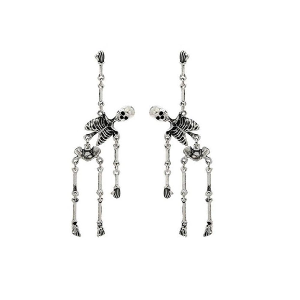 Zinc Zinc Alloy Skeleton Earrings Hip Hop Imitation Human Bone Earrings Fashion Halloween Earrings  Gift