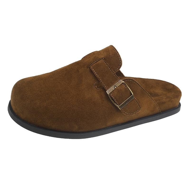 Cow Velvet Super Soft Bottom Women's Shoes Autumn New Wear Bag Head Half Slippers One Pedal Single Shoes