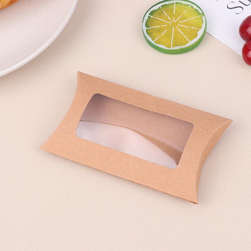 

50 шт. Коробка-подушка из крафт-бумаги с прозрачным окном, упаковочная коробка для конфет для вечеринок по случаю дня рождения, детского душа и свадебной вечеринки жёлтый