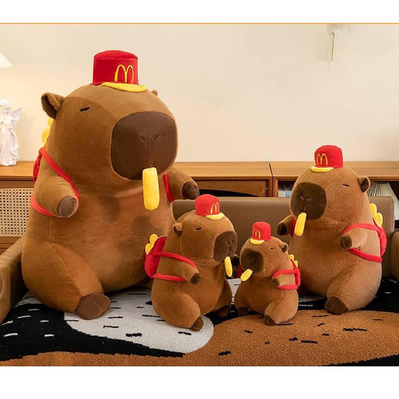 Plush Capybara Creative Toy Hat Fries Backpack Stretchable Poseable Gift Kids