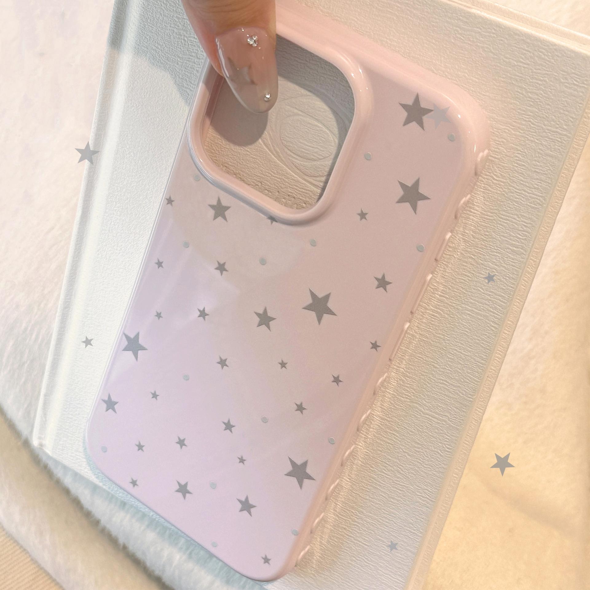 

Ins Style Pink Gray Star for Apple 16 Mobile Phone Case 15pro Max for IPhone17 Korean Style 14 All-inclusive 13 Soft 12/12pro