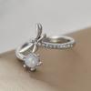 Bohemian Charm Female White Fire Opal Round Stone Dragonfly Open Ring  Color Cute Gift Wedding Jewelry Rings For Women