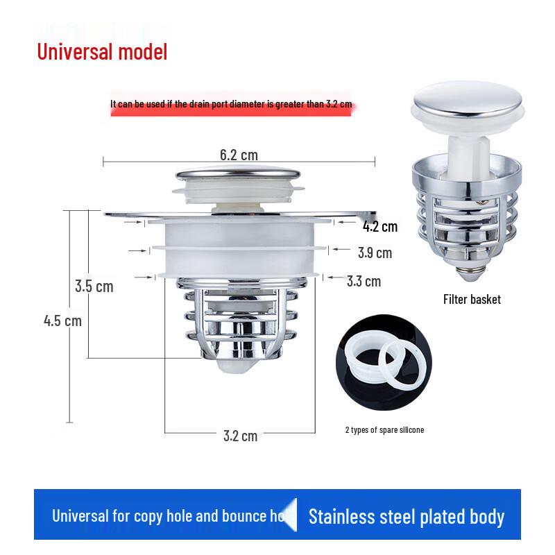 Universal Pop-Up Sink Drain Stopper