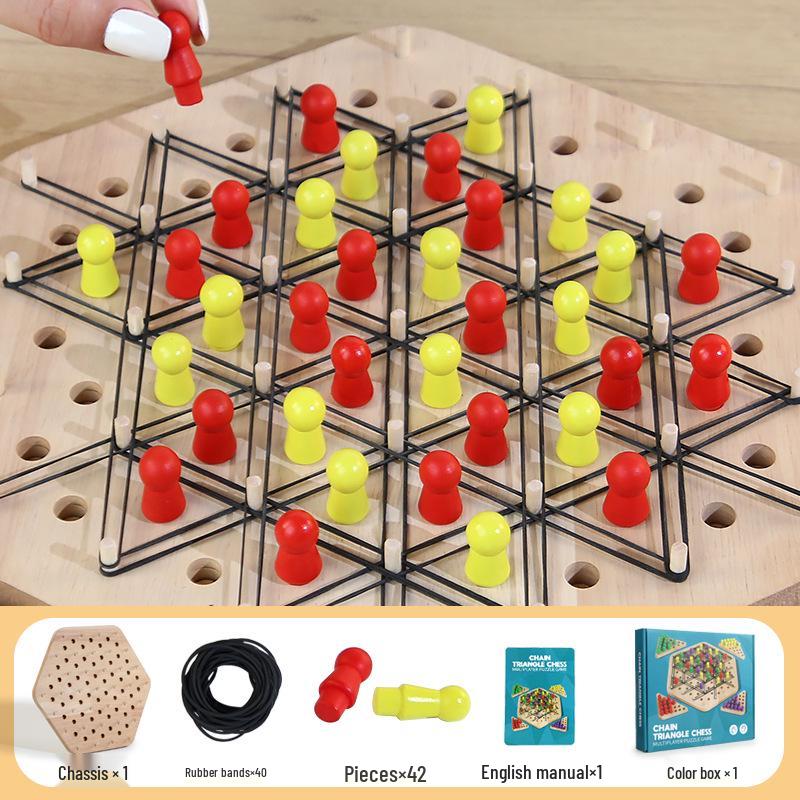

Geometric Triangle Chess Game: Educational Rubber Band Strategy Toy for Kids and Family