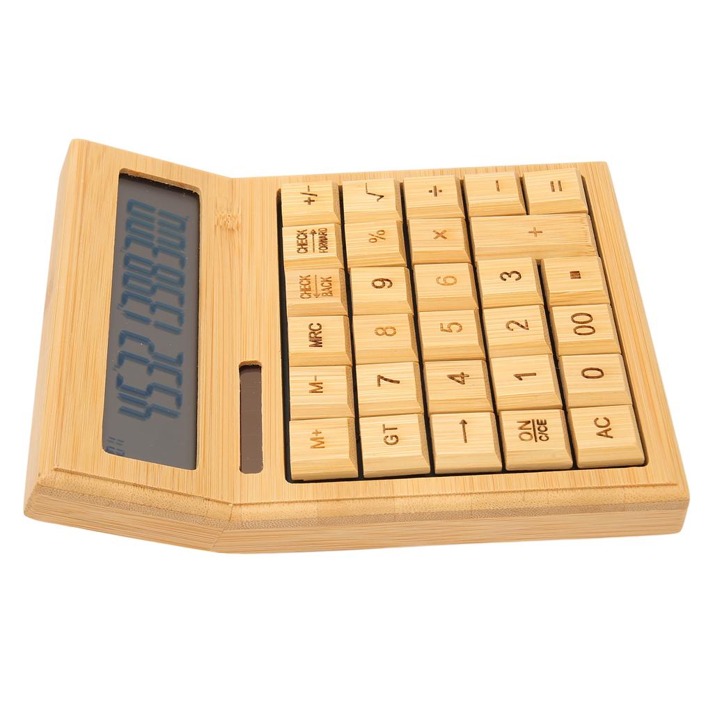 Bamboo Calculator Solar Powered Battery Powered Eco Friendly Function Calculator with 12 Bit Digital LCD Screen for
