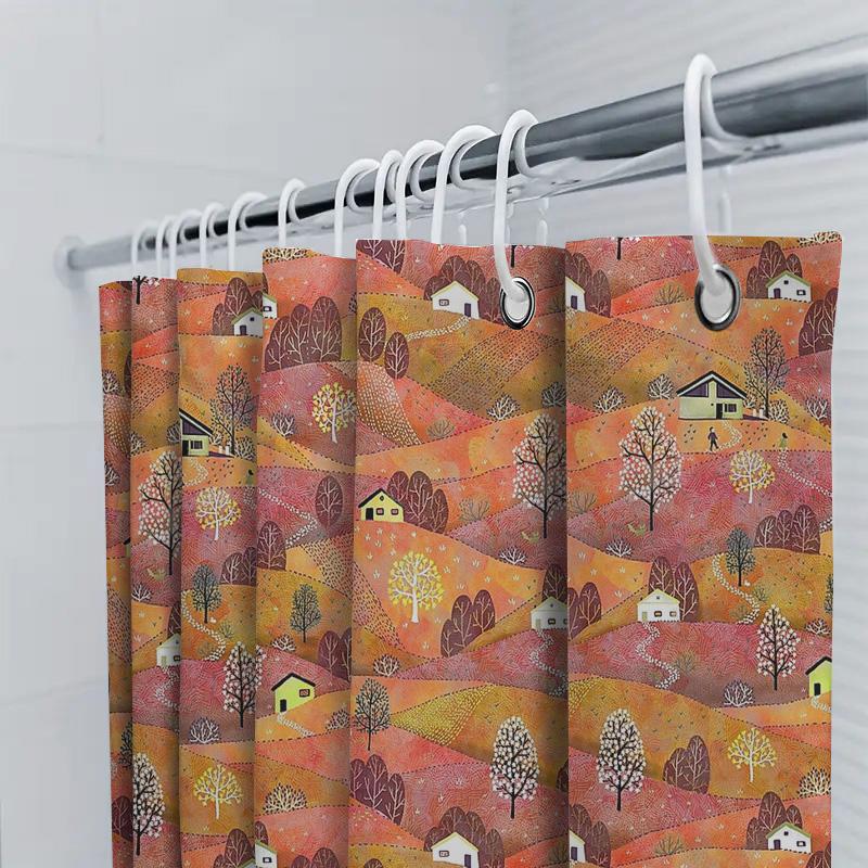 Botanical Shower Curtain Vintage Landscape Decor Farmhouse Bathroom Set Rustic Floral Print Nature Inspired Cottagecore Aestheti