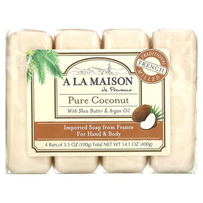 Hand and Body Bar Soap, Pure Coconut, 4 Packs, 3.5 Oz Each