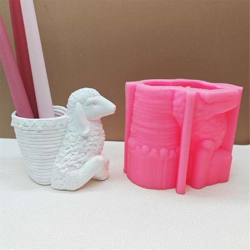 Adorable Succulent Flower Pots Mold Decorative Cartoon Sheep Silicone Ornament Mold For Succulent Planters And Pens