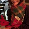 Congee cocoa, new red plaid scarf female high-grade new warm retro shawl scarf student