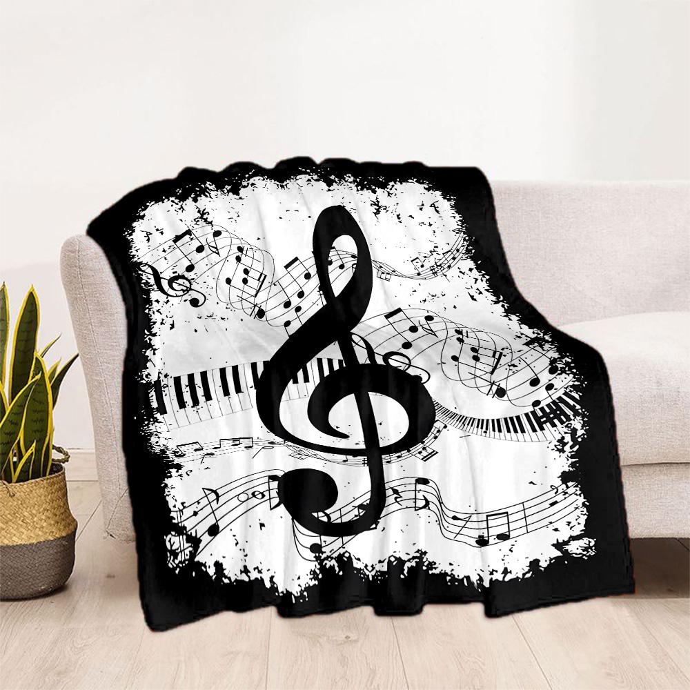 Music Notes Harmony Flannel Blanket-Soft and Suitable for Sofas,Beds,Offices,Travel,All Seasons,Great Gift for Holidays and Birthdays.