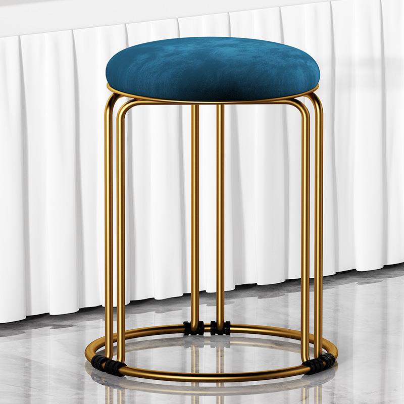 Круглый табурет из арматуры Устойчивый Мягкая ткань Гостиная Обеденный стол Барный стул Портативный легкий табурет Туалетный столик в спальне синий 10630₽