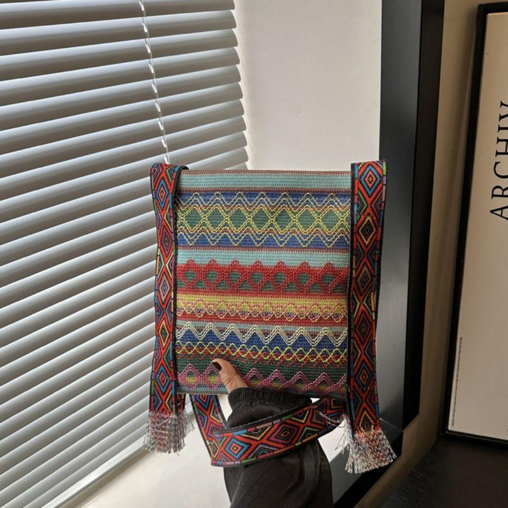 Tassel Ethnic Style Crossbody Bags Woven Bag Bohemian Shoulder Bag Fringe Shoulder Bag  Travel