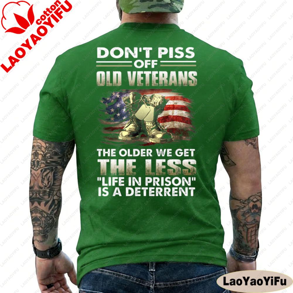 US Veteran Shirt Veteran Day Gift Son of A Vietnam Veteran Army Husband Gift Men Tees Dont Piss Off Old Veterans Shirt S