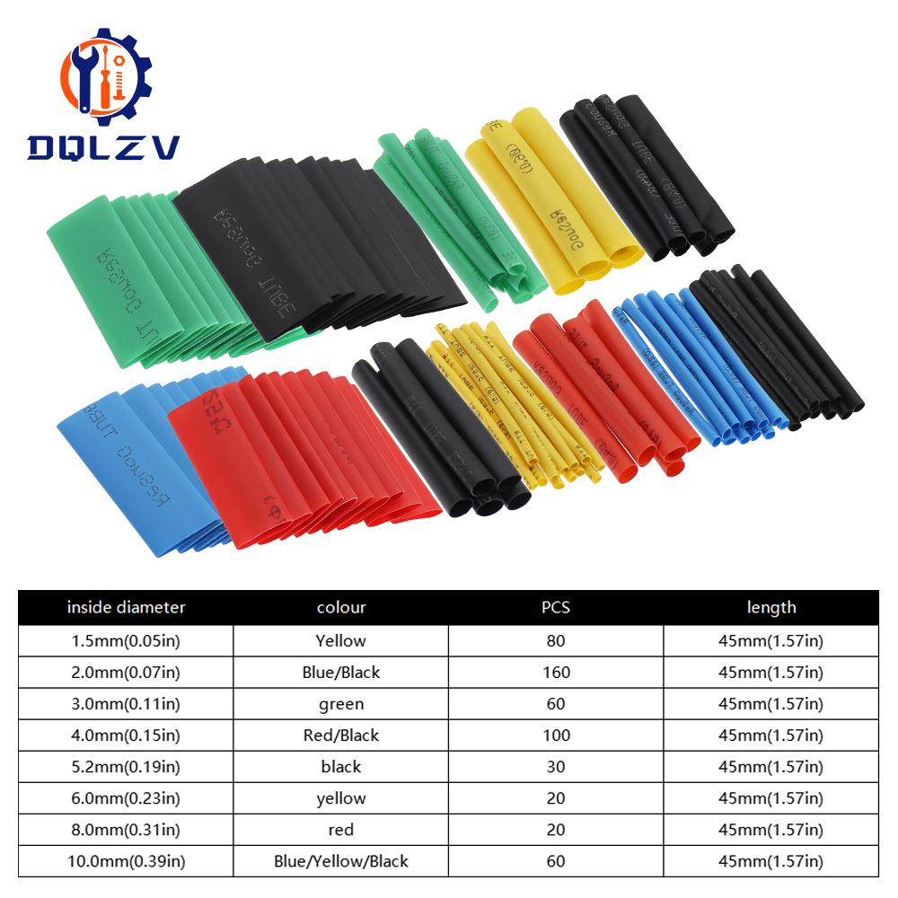 530/328/164/127pcs Heat Shrink Tube 2:1 Shrinkable Wire Shrinking Wrap Tubing Wire Connect Cover Protection