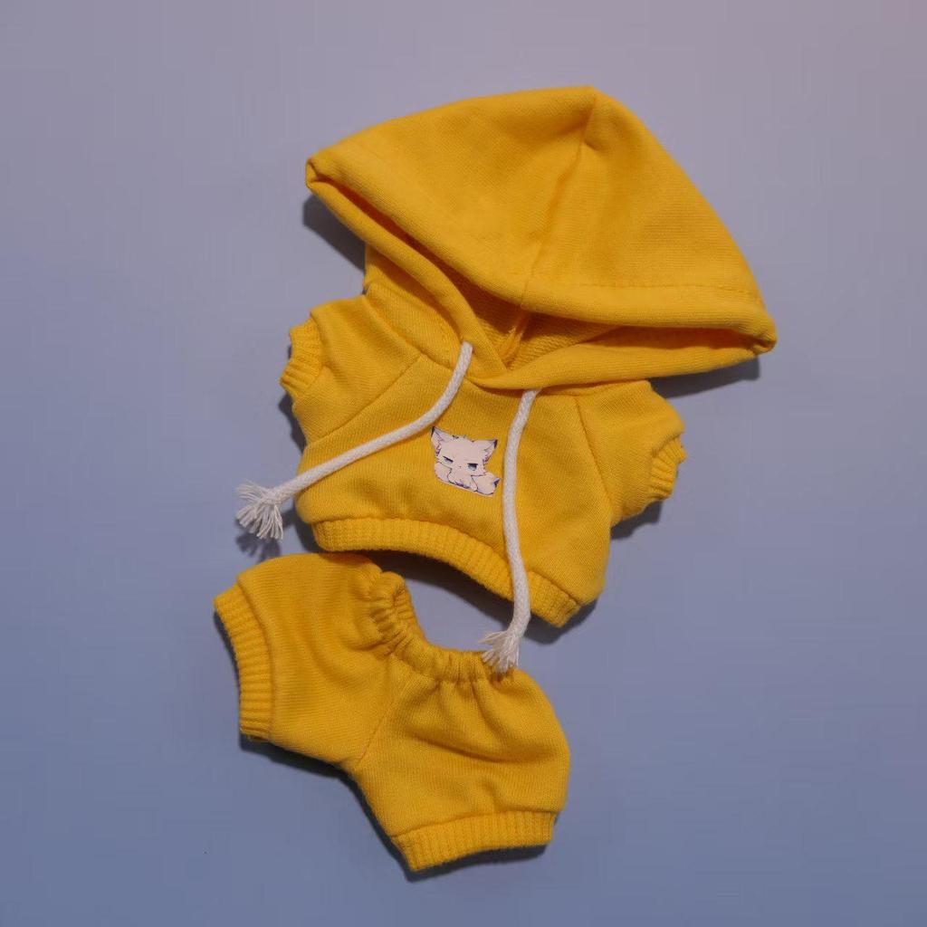 Labubu Hoodie Set: Einfarbige Puppenkleidung mit Anhänger für Erste & Dritte Generation, 17cm austauschbare Plüsch-Merchandise.