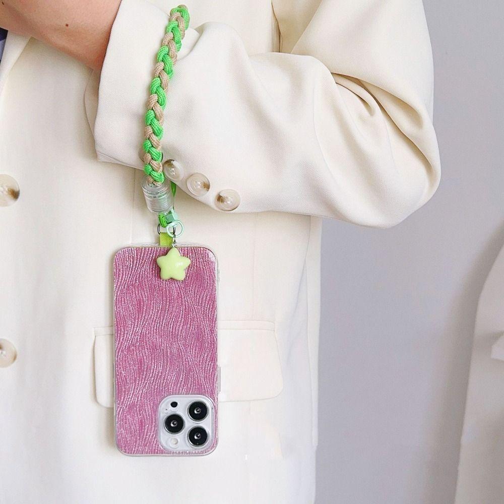 Star Keychain Woven Phone Strap Detachable Cartoon Phone Charm Mobile Phone Lanyard  Lanyard Patch