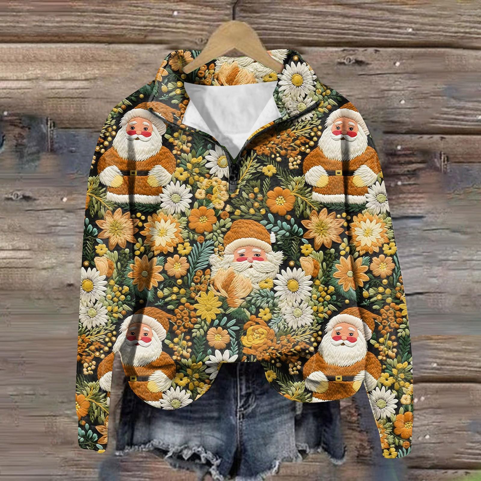 

Рождественские толстовки для женщин, милый рождественский свитшот с 3D графическим принтом, большой пуловер на молнии с длинными рукавами и круглым вырезом, топы M жёлтый