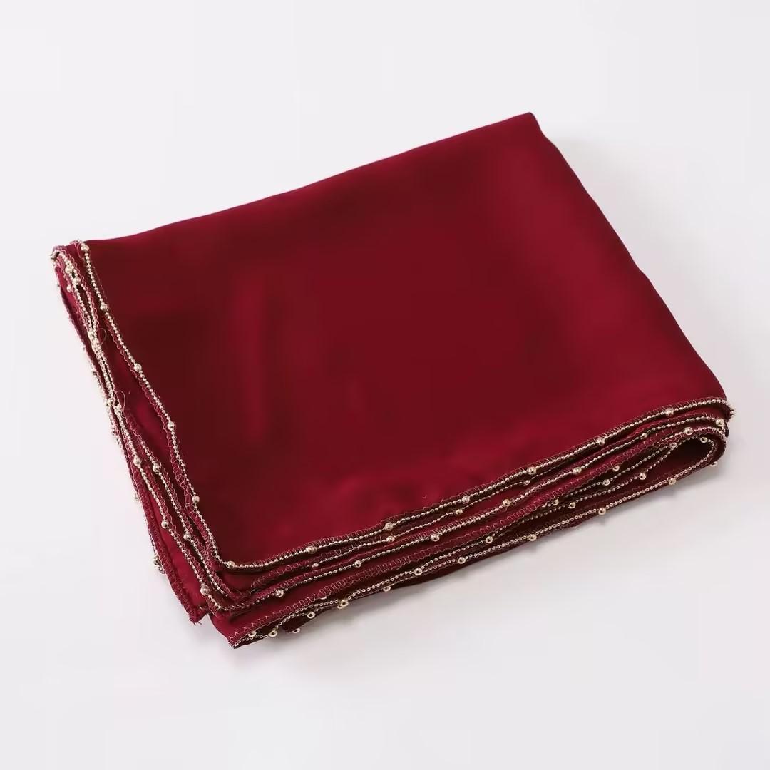 

Шифоновый хиджаб-шарф со стразами и цепочками для женщин, мусульманский хиджаб, роскошные шарфы-шали с жемчугом и бусинами, женский длинный шарф-шаль, головные уборы