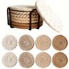 8Pcs absorbent coaster set, simple woven coaster, high-grade polyester fiber with non-woven backing, suitable for all kinds of cups