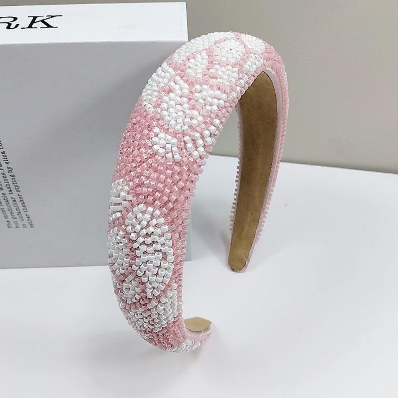 Meier Baroque seed bead headband - heavily embellished floral high crown sponge headband