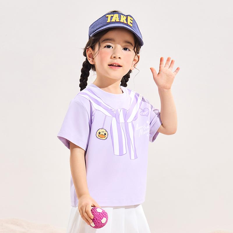 B. Duck Yellow Duck 2026 New Children's Printed Girls' Summer Short T-shirt