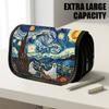 1pc Portable Flip Top Halloween Themed Pencil Case with Double Layer Zipper, Haunted Starry Night Blue Design, Large Capacity Thickened Oxford Multifu