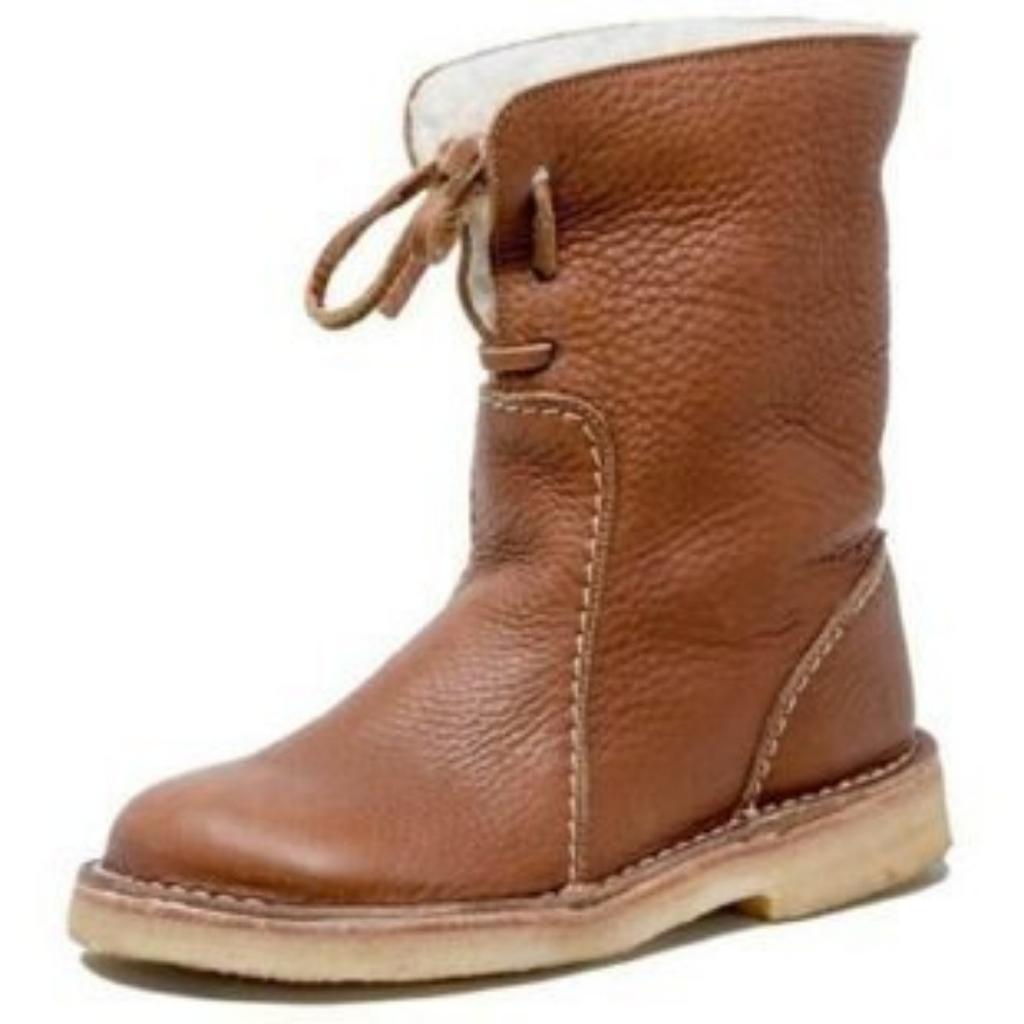 Flat Heeled Round Toe Casual Boots for Autumn and Winter Season, with Front Lace Up and Low Cut Solid Color, Women's Flat Bottom,Winter Snow Boots