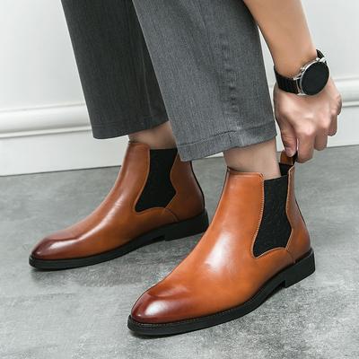 Mode Winter Nieuw Hoge Tops Heren Zwart Chelsea Bruin Enkellaarsjes Britse Ontwerper Botas Casual Luxe Formele Schoenen Zapatos Hombre