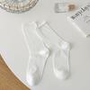 Women's Summer Style White Slouch Socks – Breathable Hollow Mesh Mary Janes, Seamless & Mid-Calf Length