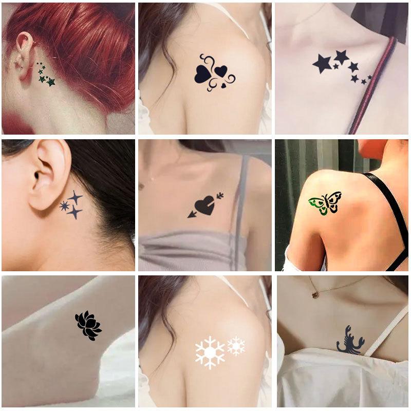 Hollow Tattoo Sticker Inkjet Template Hannah 3D Cartoon Tattoo Sticker Small Pattern
