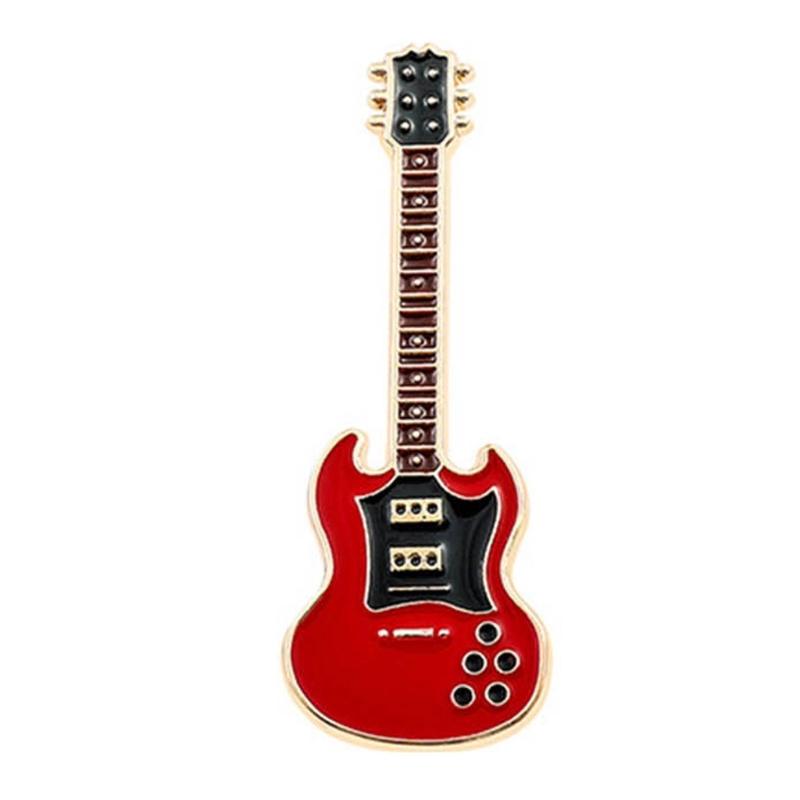 Pack of 4 Musical Instrument Badge Cute Cartoon Guitar Brooches Lapel Pins Musical Festival Accessories for Coat Hat