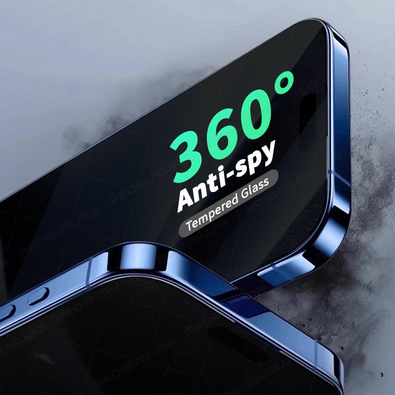 360° Privacy Anti Spy Protector for iPhone Air 6 7 8 X XS XR 11 12 13 14 15 16 17 Pro Max Full Coverage High Quality Tempered Glass Screen Protector