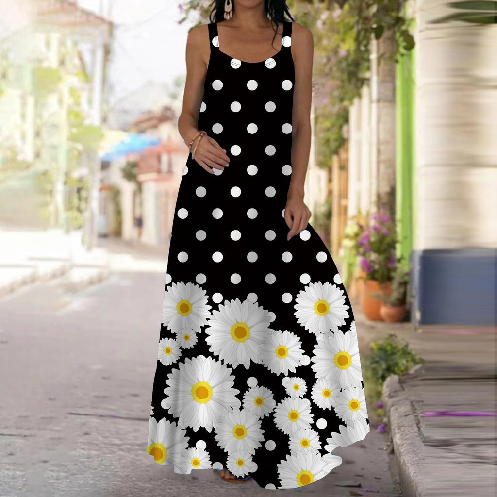 Women's Slip Dress Maxi Long Dress Pink Rhododendron Print Dress Spring & Summer Leisure Vacation