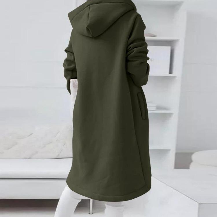 Winter Damen Lässig Reißverschluss Kapuzenjacke Langarm Asymmetrischer Saum Einfarbig Strickjacke Mantel Herbstmode Oberbekleidung