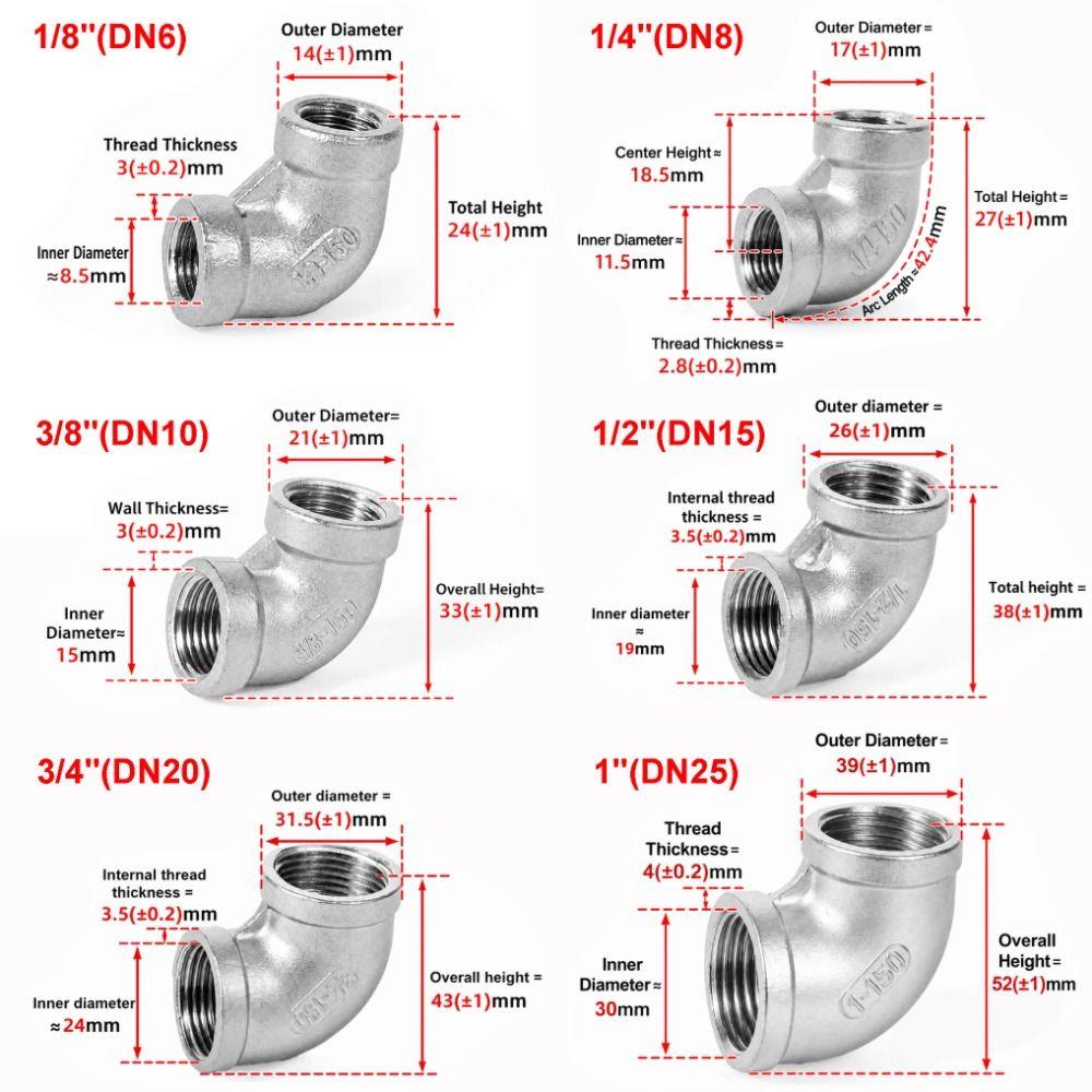 Durable 304 Stainless Steel Elbow Fittings 90 Degree BSPT Female Pipe Fittings 1/8" 1/4" 3/8" 1/2" 3/4" 1" NPT Fittings