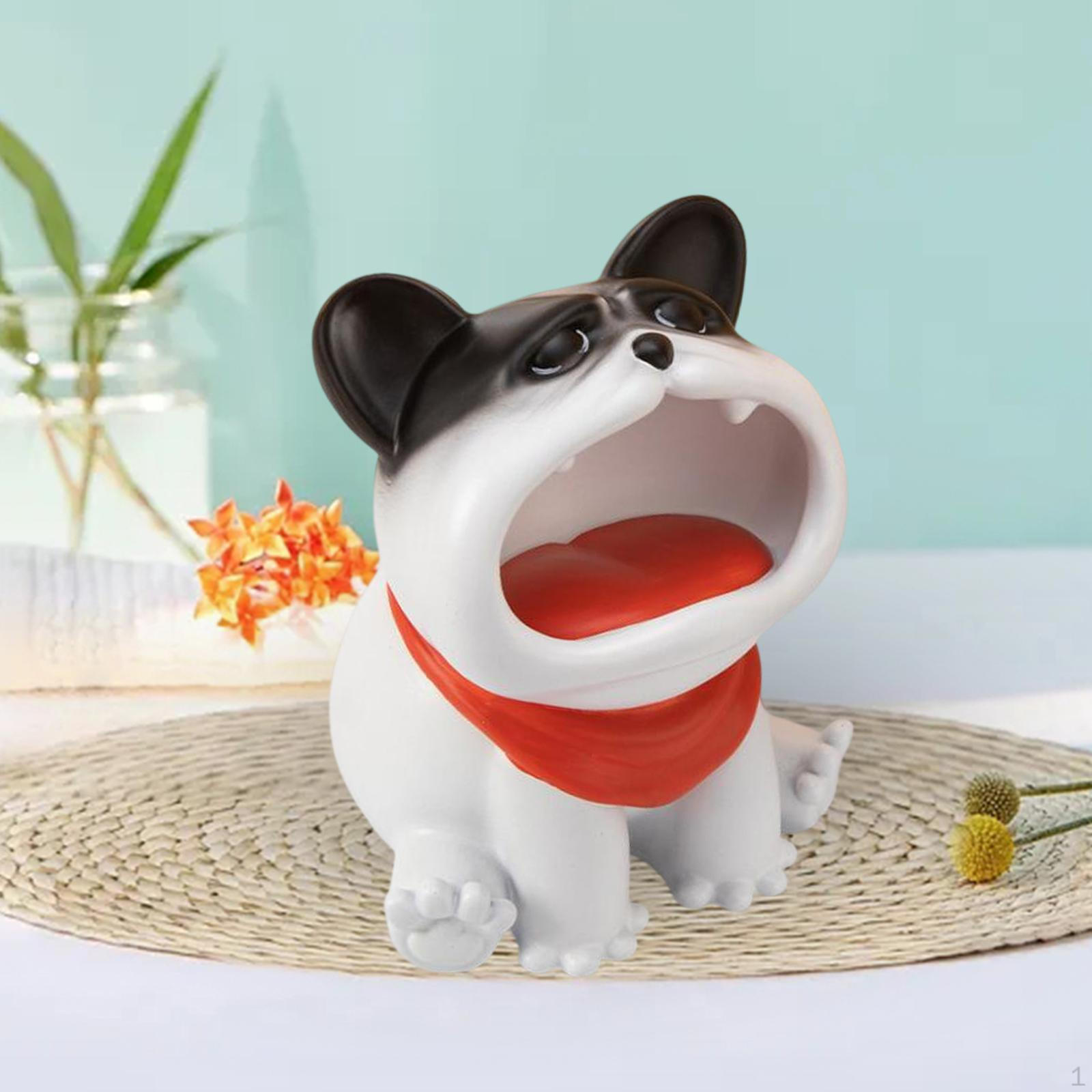 

Dog Desk Storage Bowl Statue Modern Box Container Decorative Figurine for Table Apartment White Small
