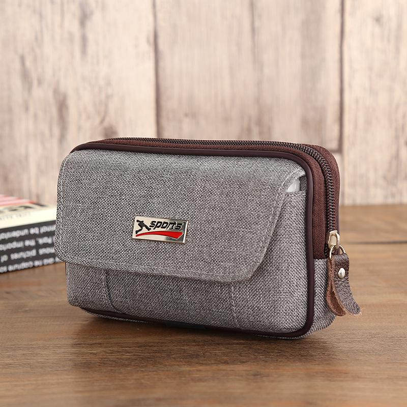 Men’s Leather & Canvas Multi-Style Waist Bag with Phone Holder