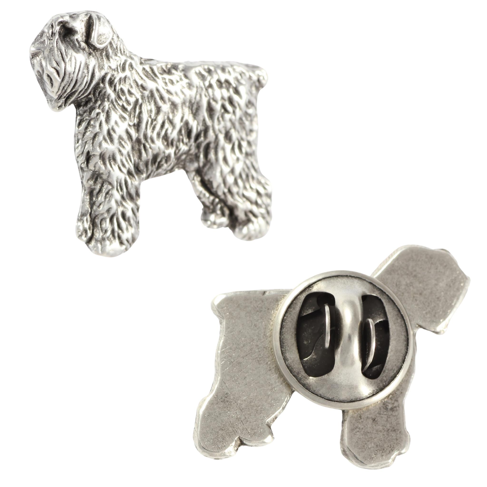 

Bouvier des Flandres, Flanders Cattle Dog - Silver-plated dog brooch, elegant pin, jacket lapel decoration by Art-Dog brand