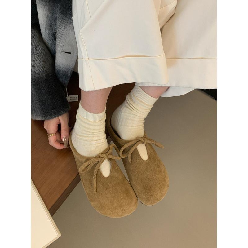 Thick-bottomed Birkenstock bag head, half slippers, women's outer wear, half support autumn lace-up, pregnant women's non-slip, ugly and cute Bokentid