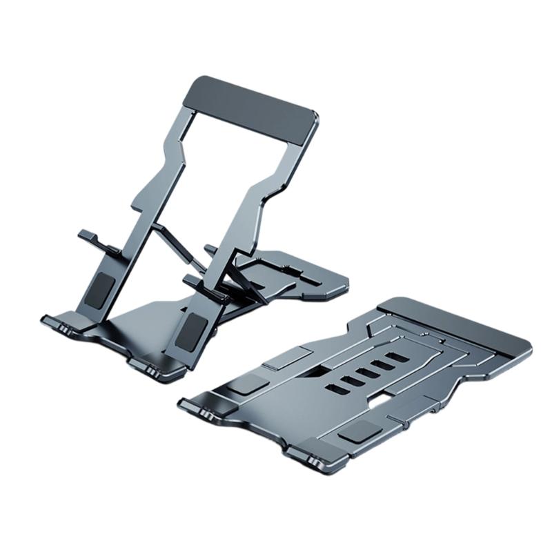 

Easy to Use Portable Tablet Holder with Not Slip Silicone Base & 5 Viewing Positions Foldable Aluminum Phone Stand Gift сірий колір
