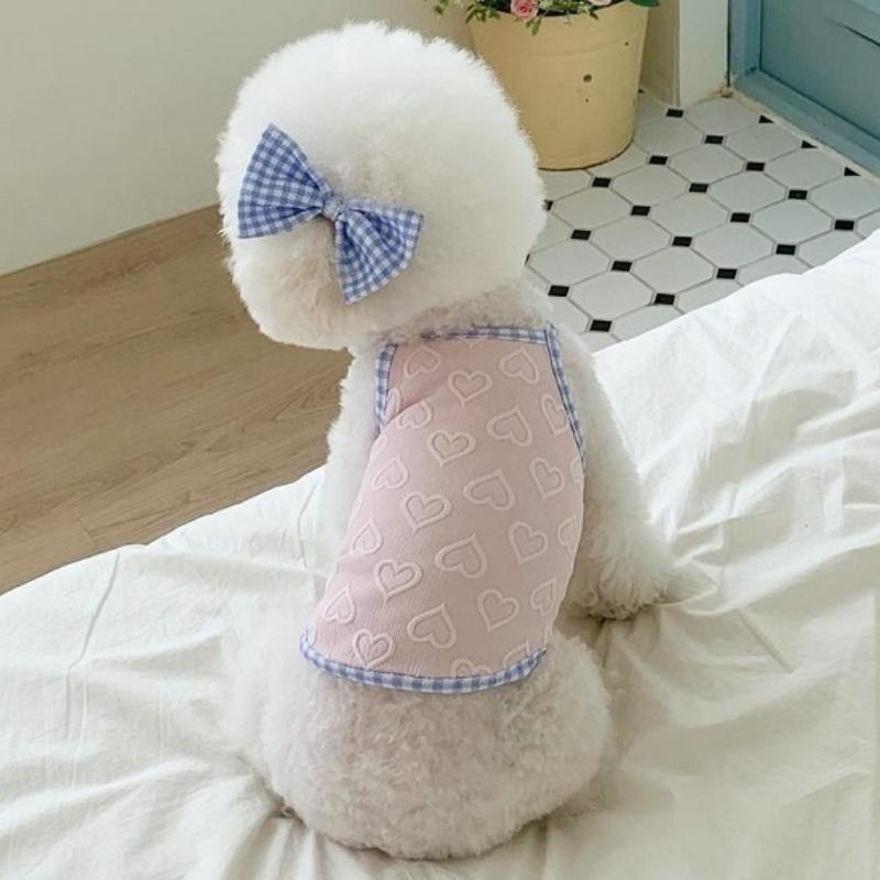 Fashion Print Dog Vest Pet Dog Clothes for Small Dogs Summer Cool Puppy Outfits Cute Bow Cat Suspender Vest Simple Pet Costumes