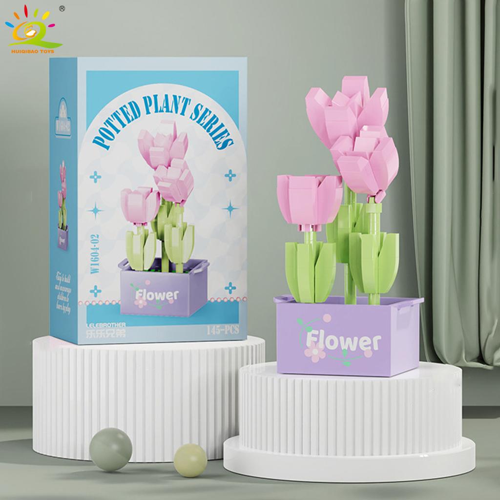 MOC Blume Sukkulente Topfpflanze Modellbaustein DIY Ewiger Strauß Zuhause Schreibtisch Pflanzen Dekoration Ziegel Mädchen Geschenk Kinderspielzeug