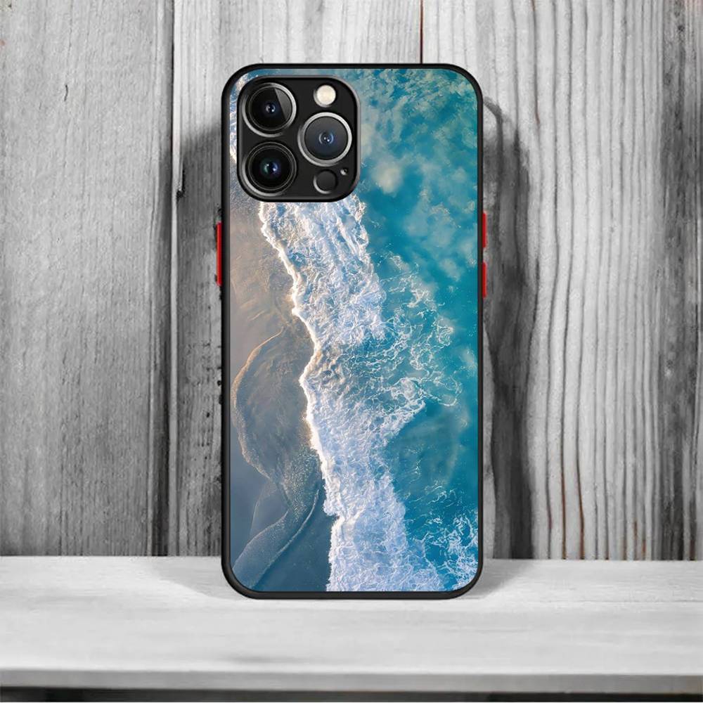 Sea blue Sky beach frosted Shockproof For iPhone 16 15 11 12 13 14 Pro Max X XSMAX Mini Phone Case